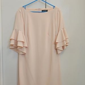 RALPH LAUREN WOMENS PEACH FRILLED DRESS